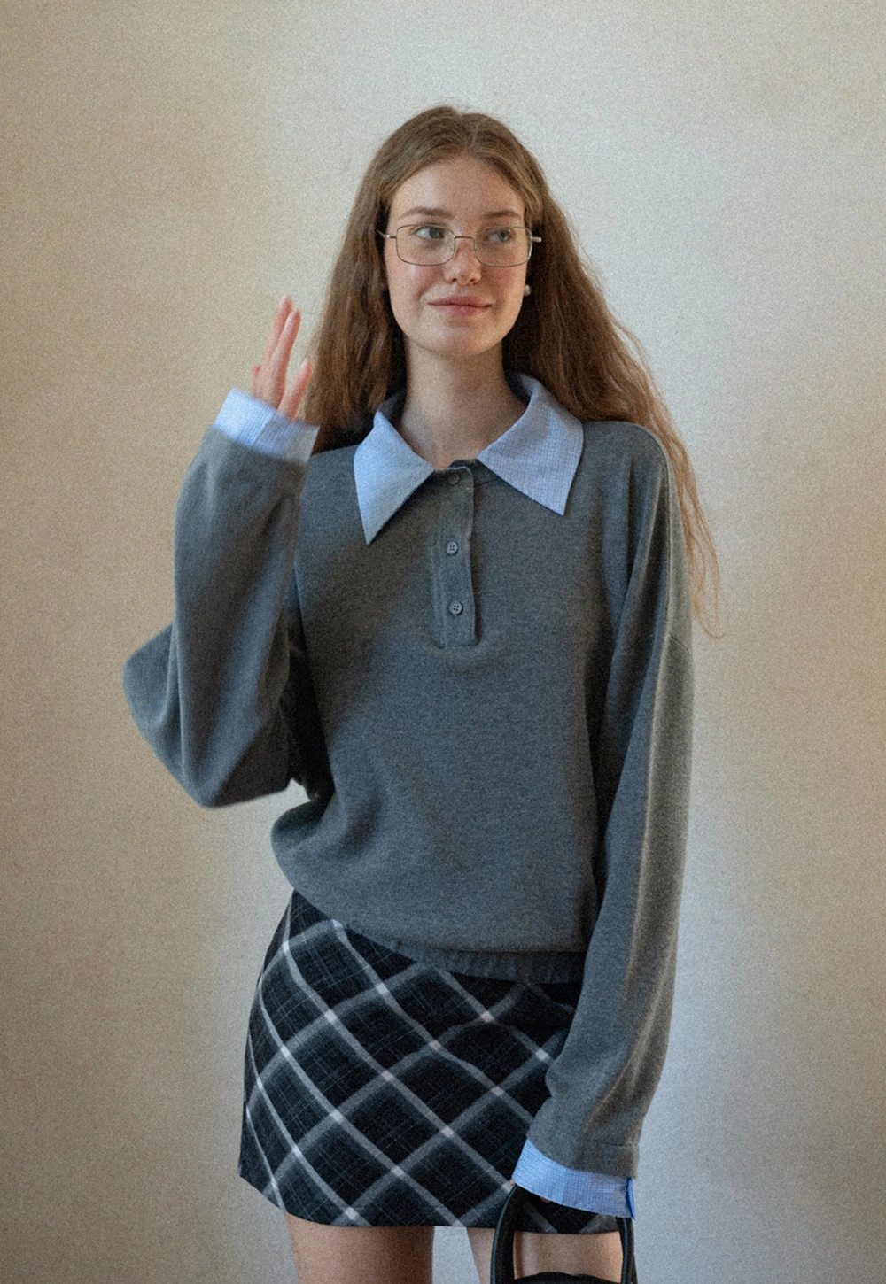 Layered Look Pullover with Shirt Collar – EGGKA