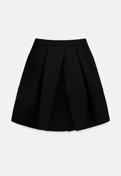Pleated A Line Mini Skirt with Layered Design