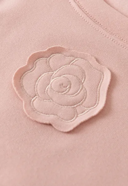 Women Long Sleeve Top with Flower Detail