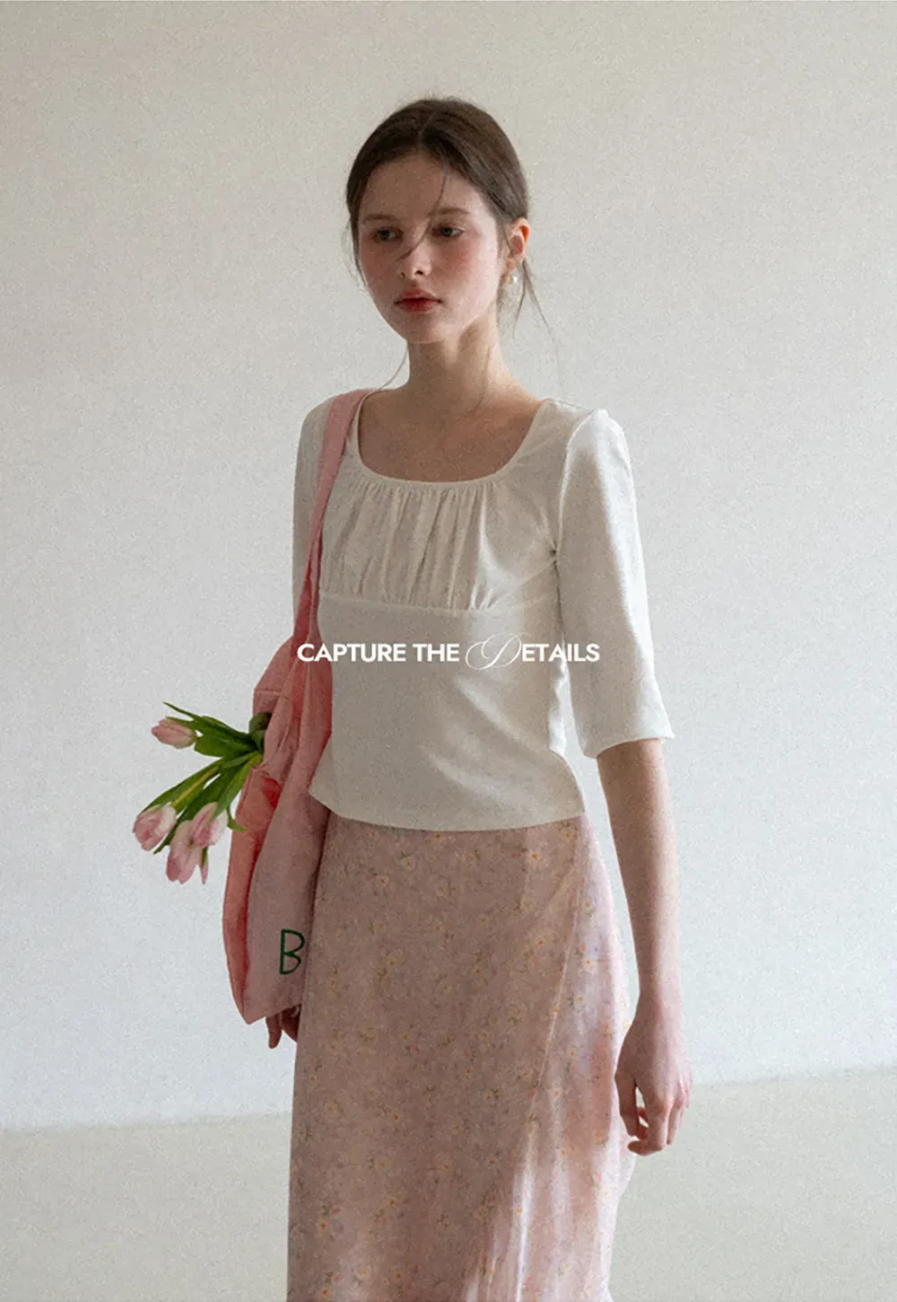 Flowy floral print midi skirt with layered hem