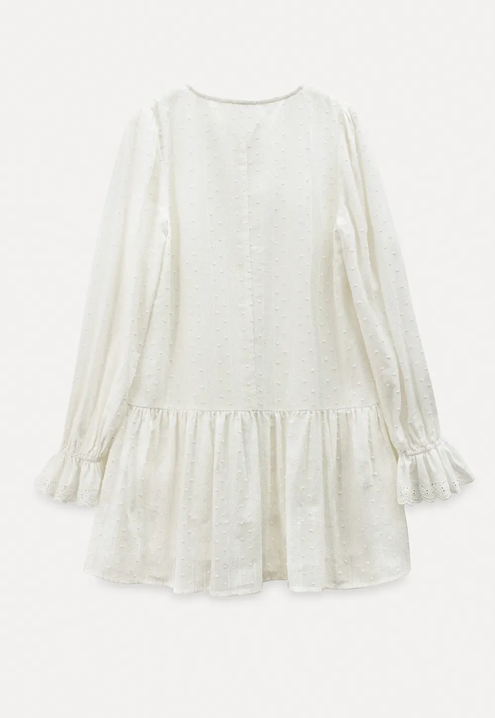 Elegant Long Sleeve Mini Dress with Flared Hem and Neck Tie