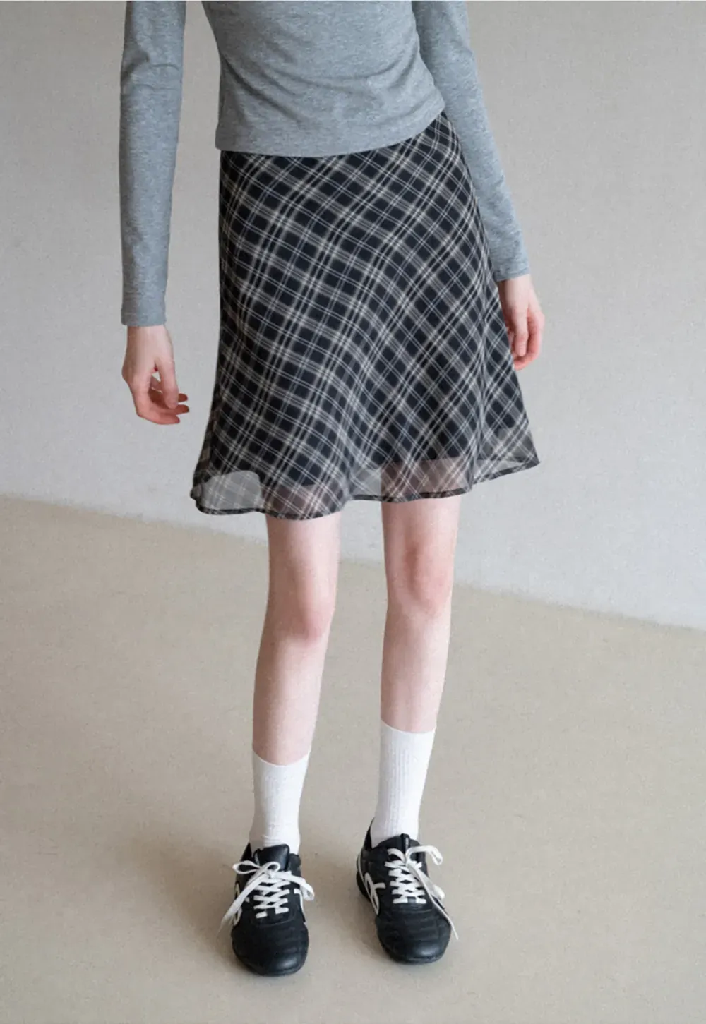 Plaid Skirt with Flowy Hem Design