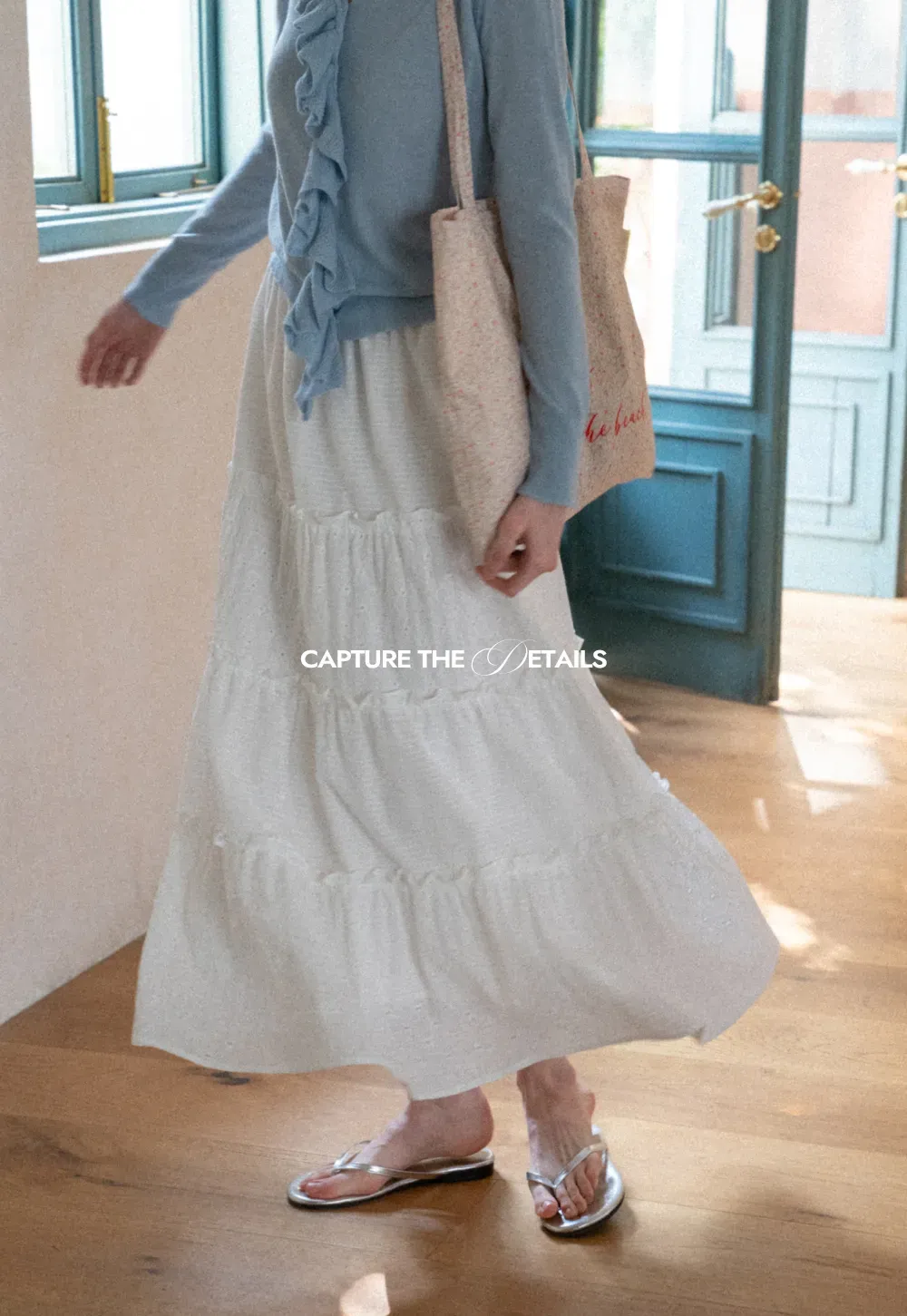 Tiered Ruffled Eyelet Maxi Skirt