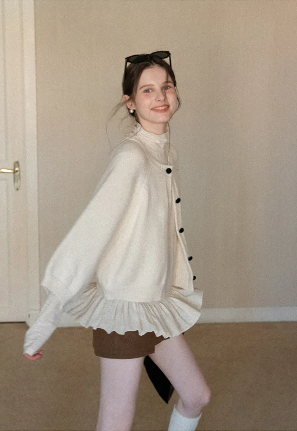 Soft knit cardigan with button front and relaxed fit