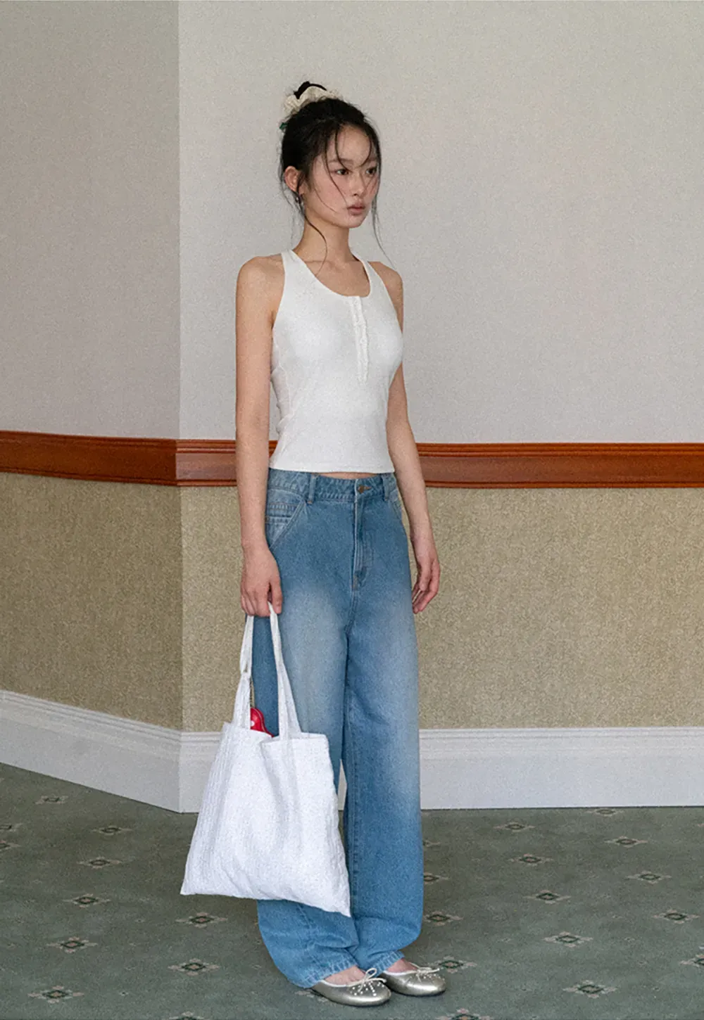 Sleeveless Halter Neck Top with Front Placket