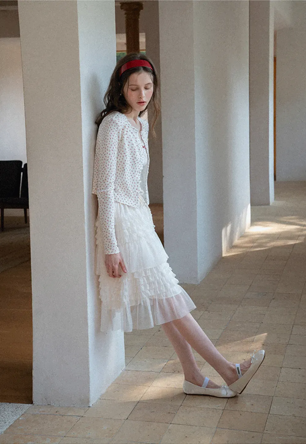 Floral Print Lace Trim V Neck Short Top