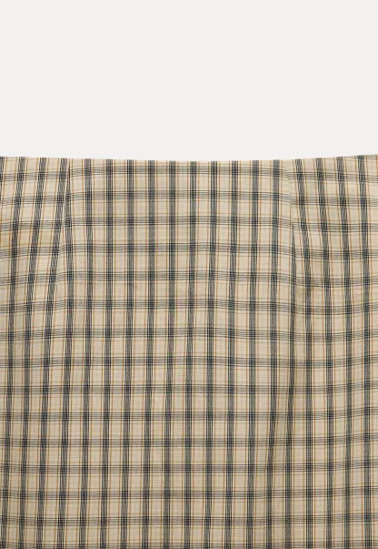 Women's Plaid A-Line Skirt with Lace Trim