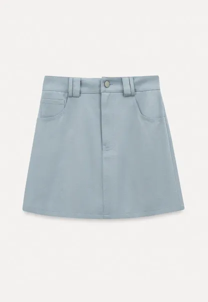 A-line mini skirt with front zipper and belt loops