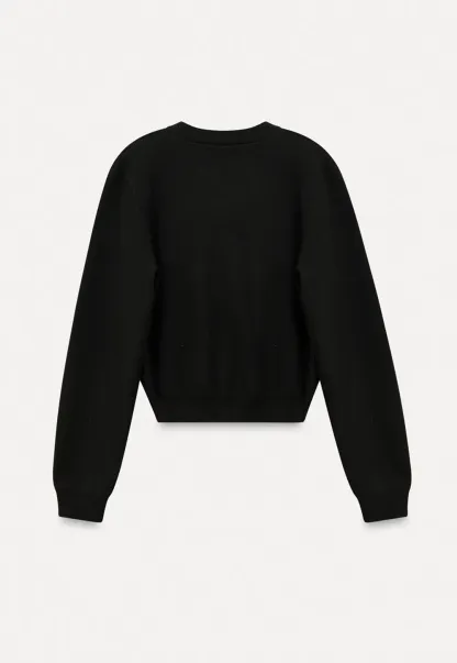 Elegant Black Top with Bow Detail Wide Leg Jeans Set