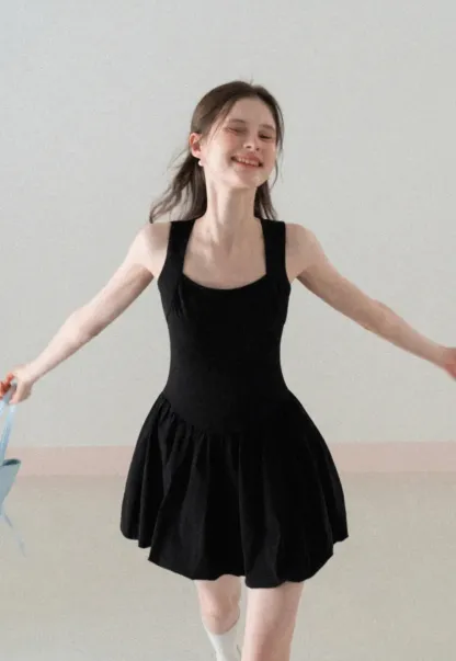 Sleeveless Square Neck Flared Mini Dress