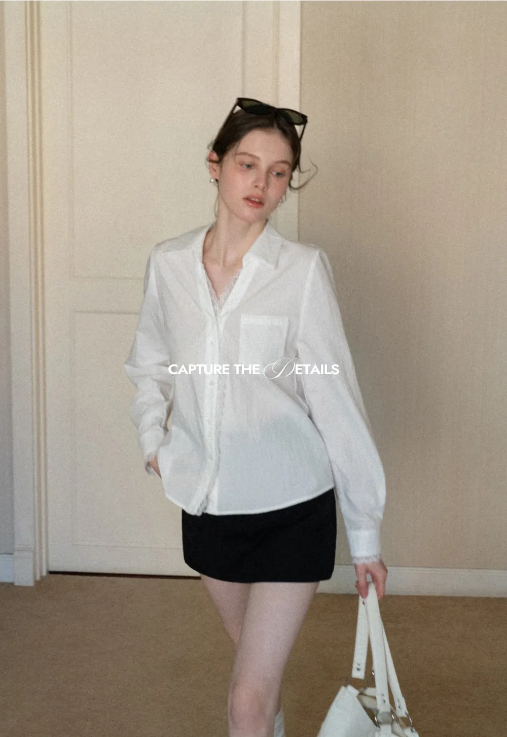 Elegant Lace Trim Button Down Shirt