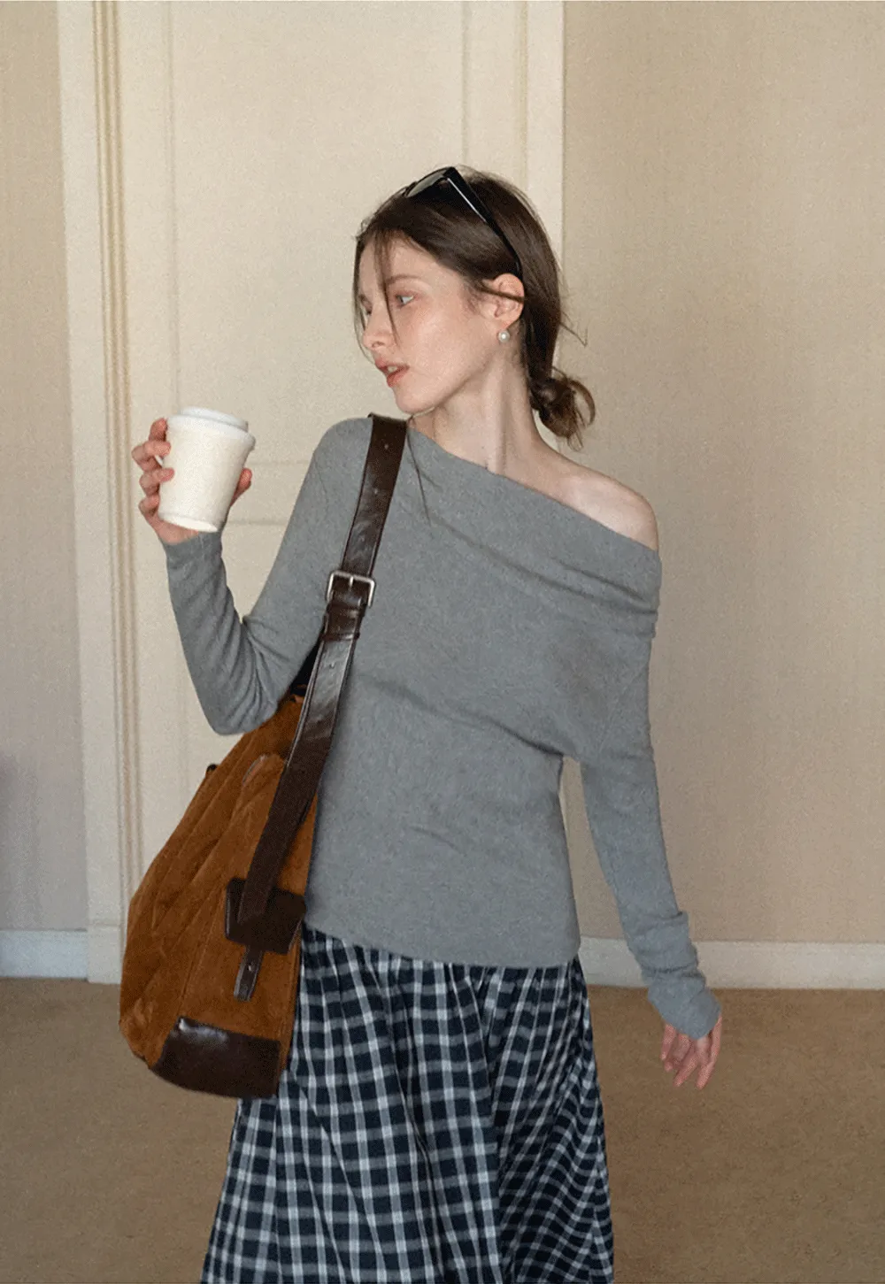 Elegant Off Shoulder Knit Top with Asymmetrical Design