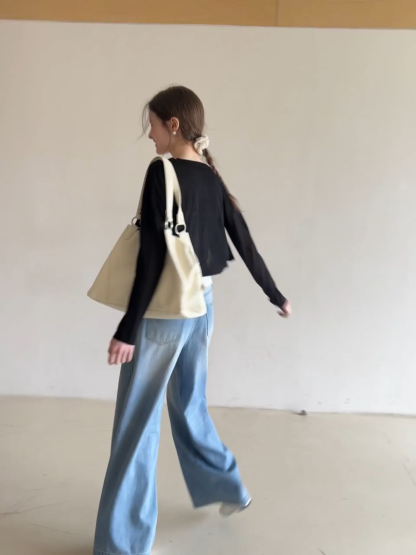 Wide leg high waist denim jeans with belt