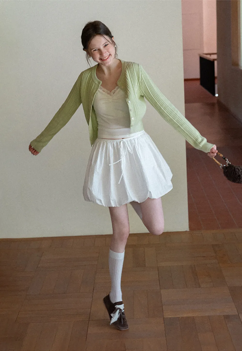 Ribbed Knit Cardigan with Button Closure