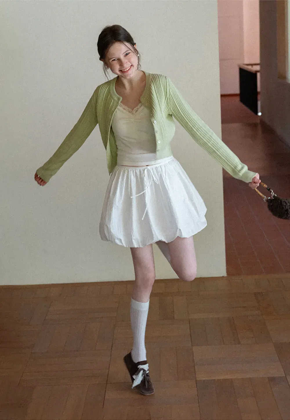 Ribbed Knit Cardigan with Button Closure