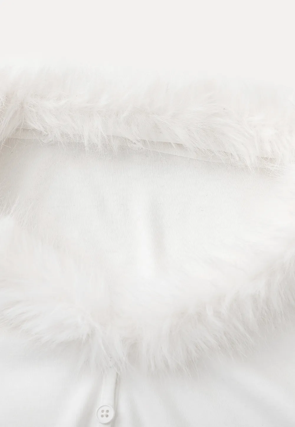 fluffy collar long sleeve top with flared cuffs