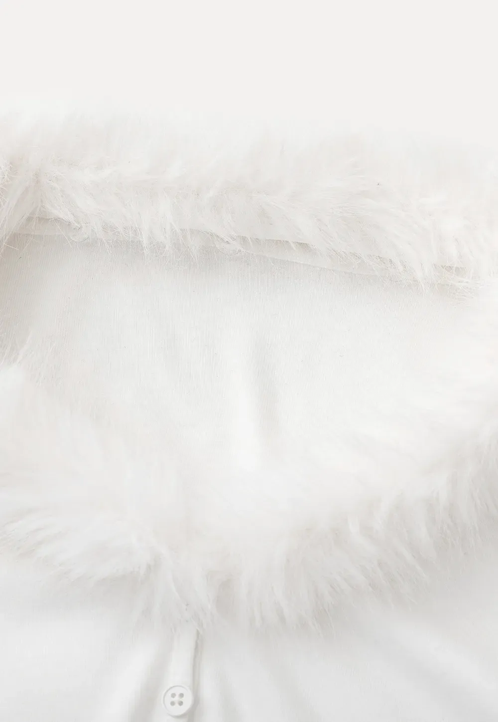 fluffy collar long sleeve top with flared cuffs