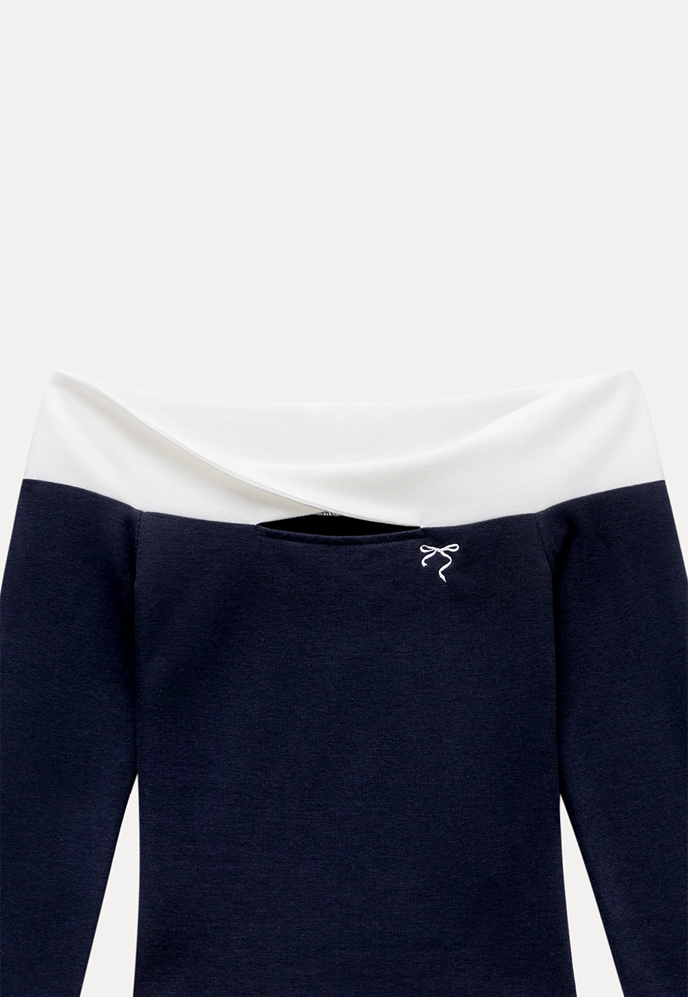 Women's Off Shoulder Contrast Fold-Over Knit Top