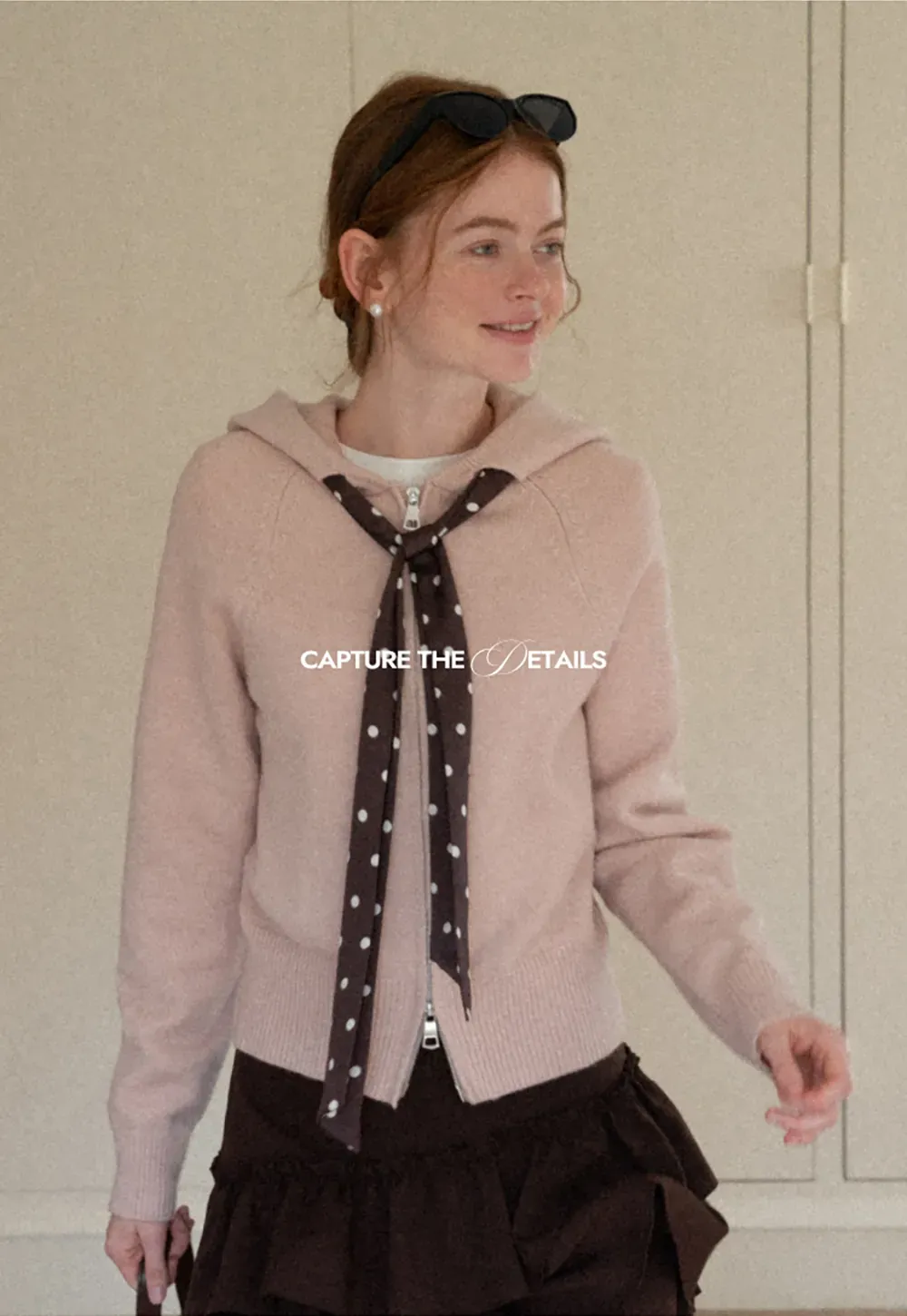 Pink Hooded Knit Sweater for Women Soft Warm Casual Top