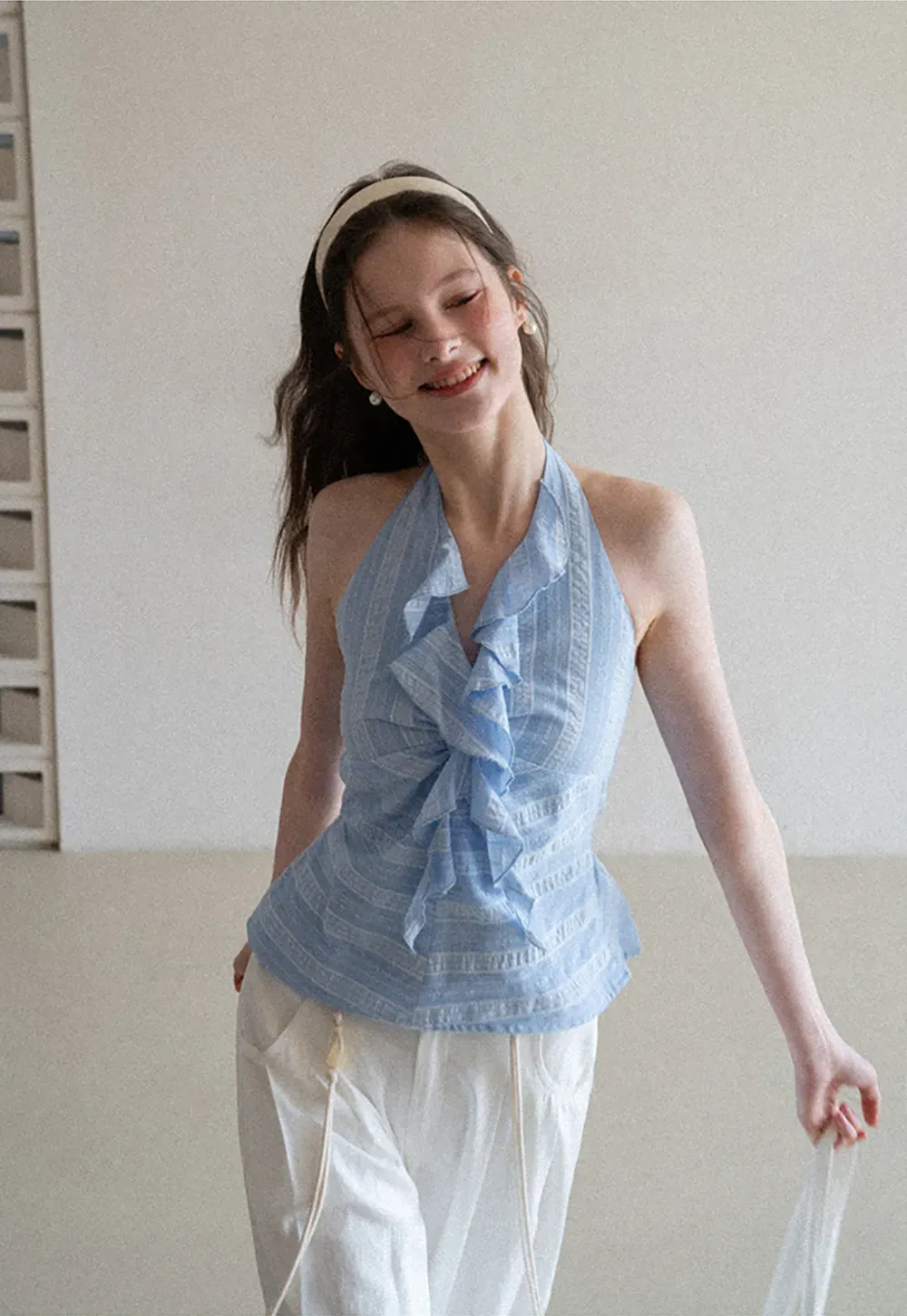 Casual Pants with Wide Legs and Pleats