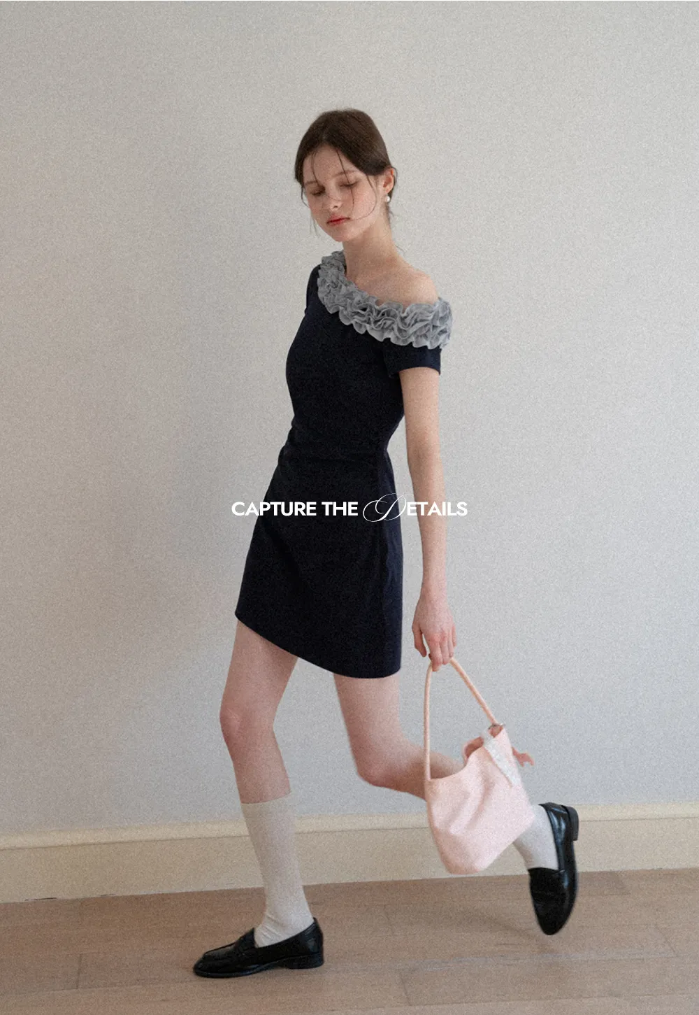 Short Sleeve Dress with Ruffled Off Shoulder Detail