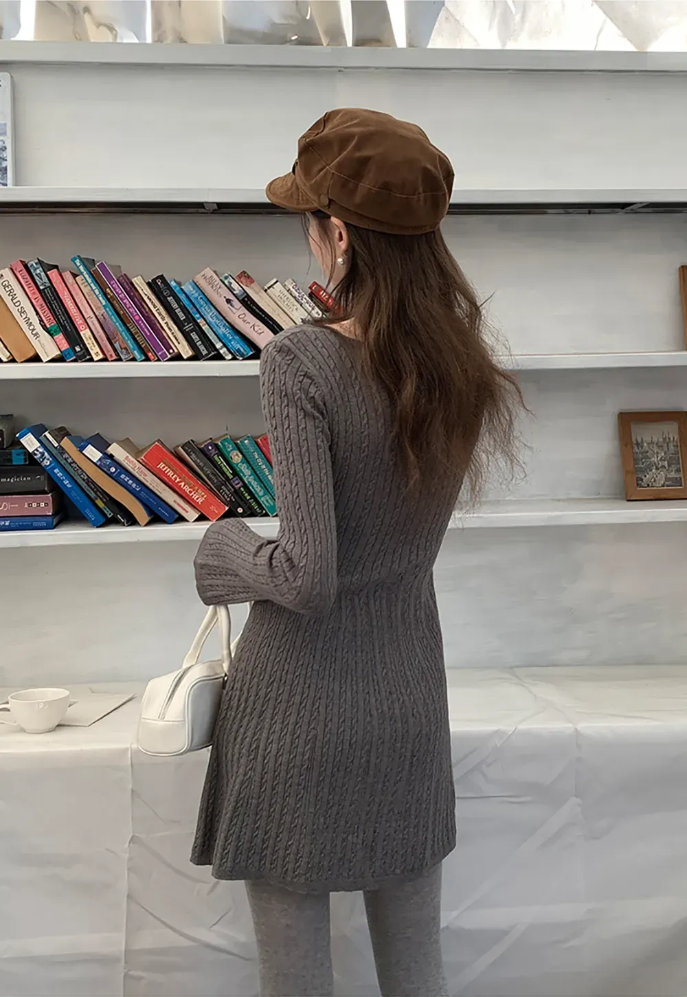 Elegant Cable Knit Flare Dress