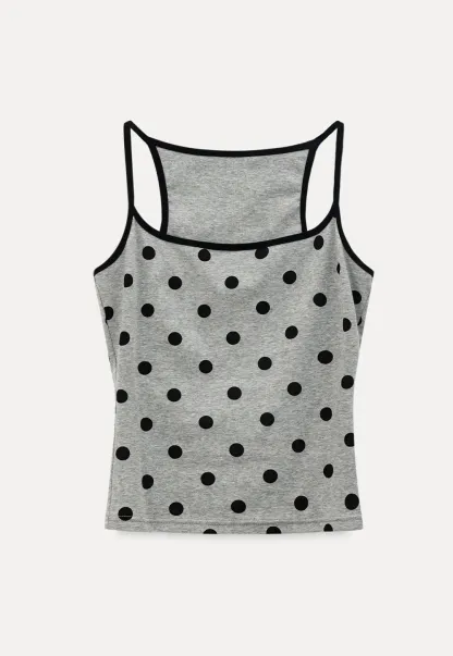 Polka Dot Tank Top with Thin Straps