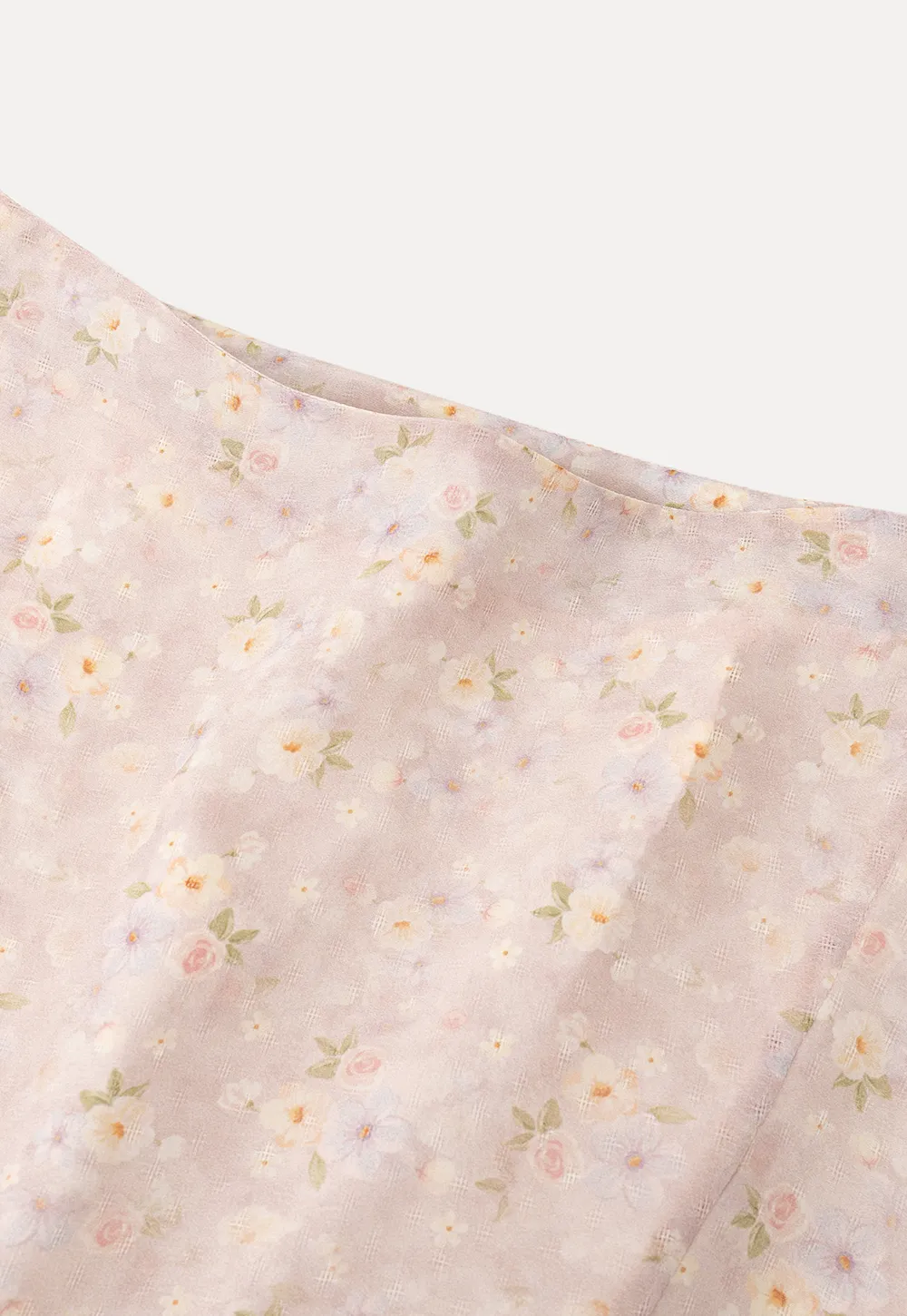 Flowy floral print midi skirt with layered hem