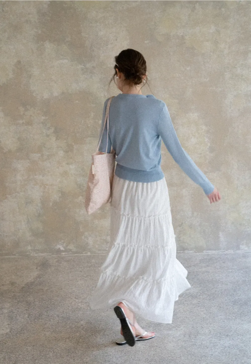 Tiered Ruffled Eyelet Maxi Skirt