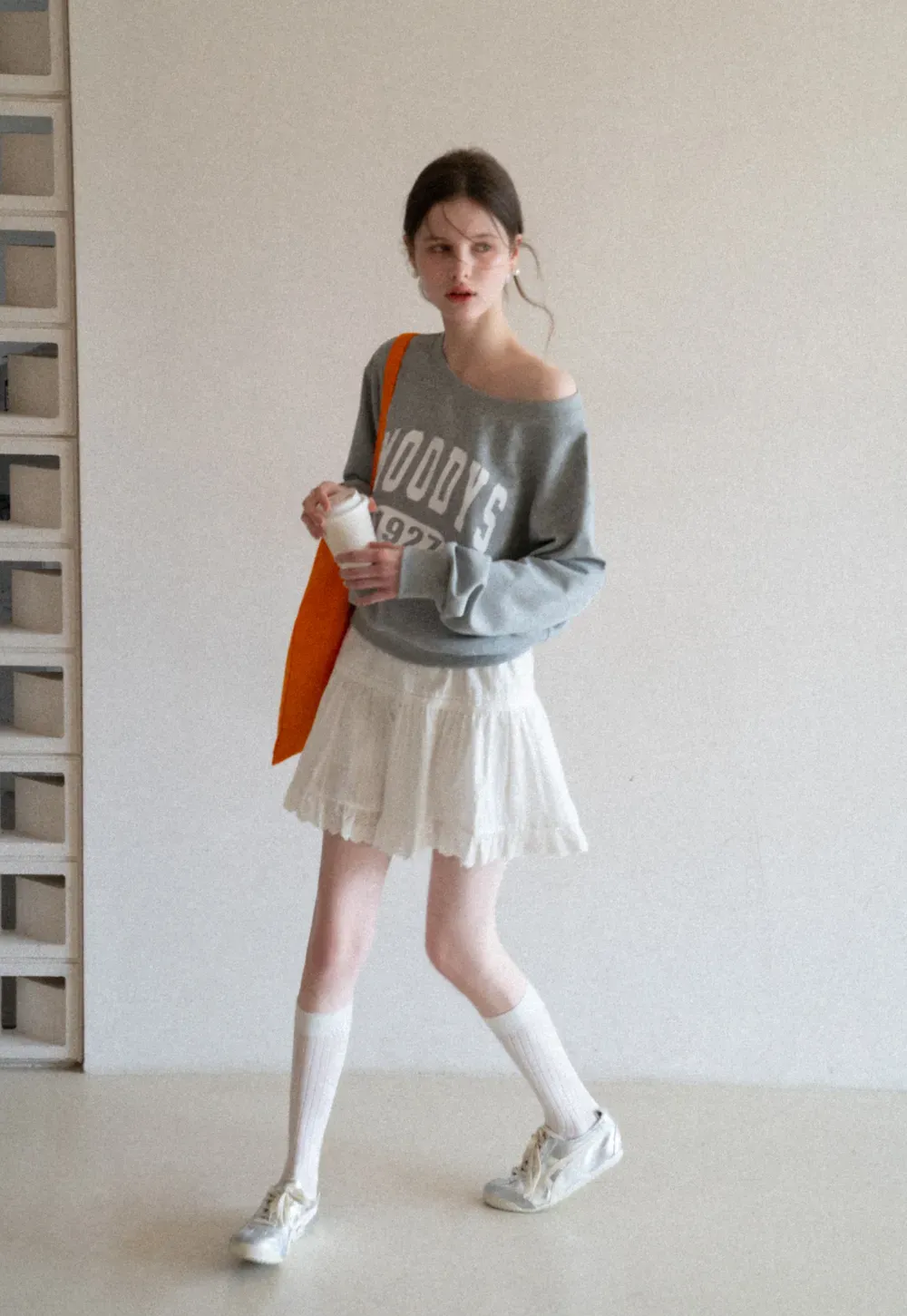 Eyelet Trimmed Tiered Skirt with Ruffled Hem