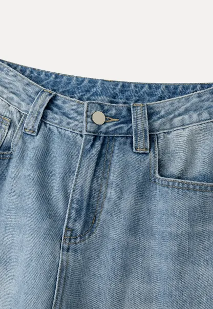 Wide leg high waist denim jeans with belt