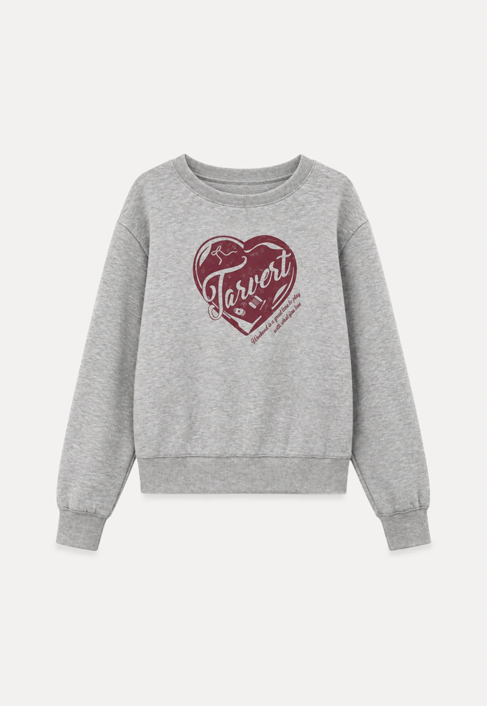 Off Shoulder Sweatshirt with Heart Graphic Print