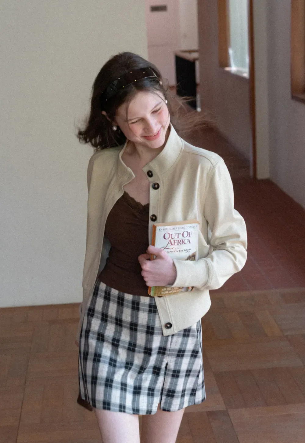 Short jacket with button front and ribbed cuffs