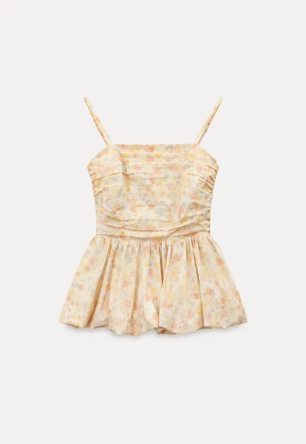 Floral Print Peplum Tank Top and Woolen Knit Sweater