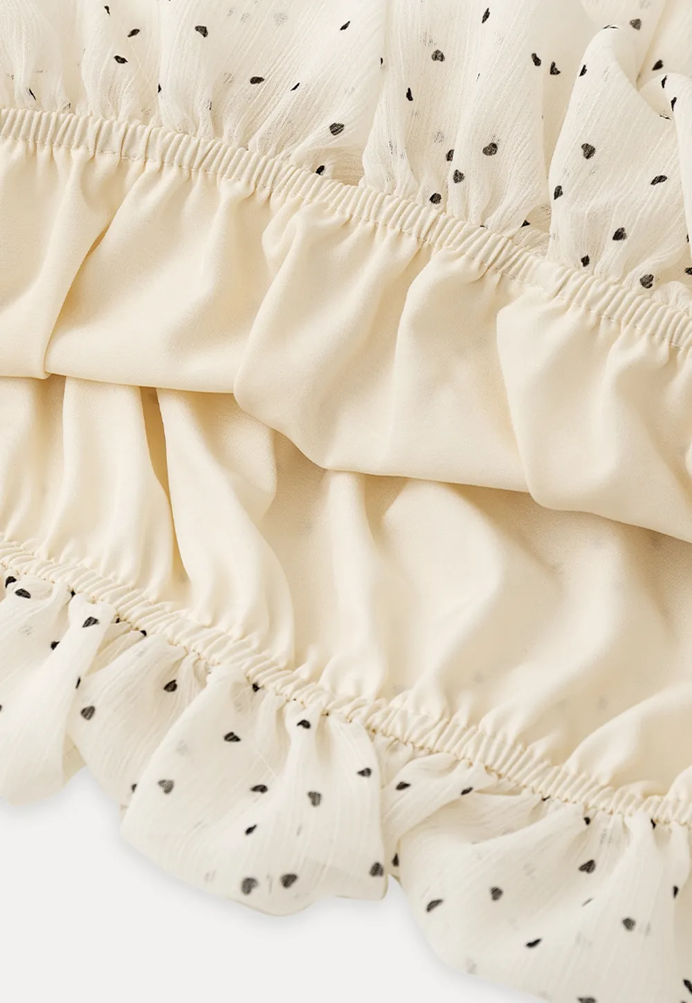 Polka Dot Ruffled Off Shoulder Chiffon Blouse