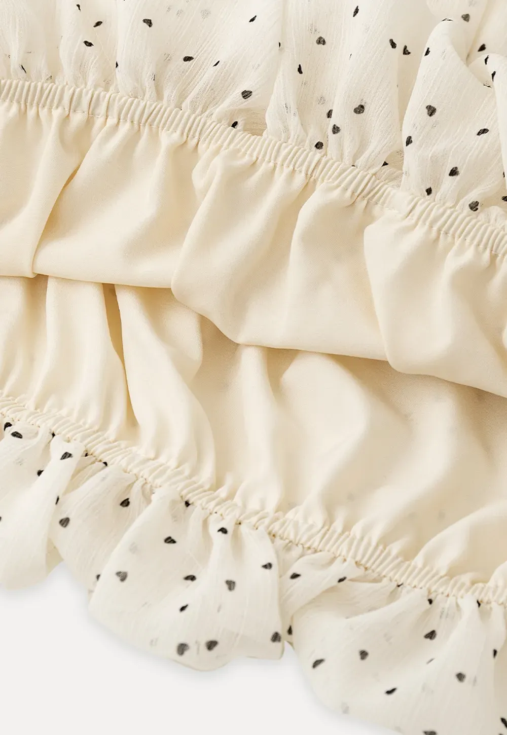 Polka Dot Ruffled Off Shoulder Chiffon Blouse