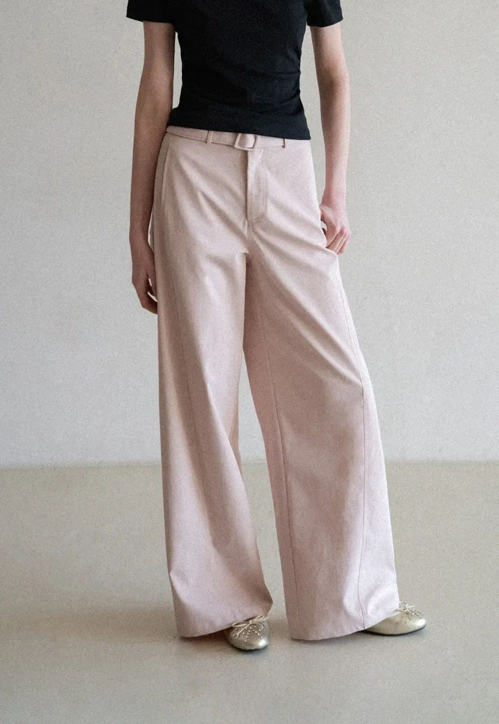Wide Leg Casual Pants with Belted Waist