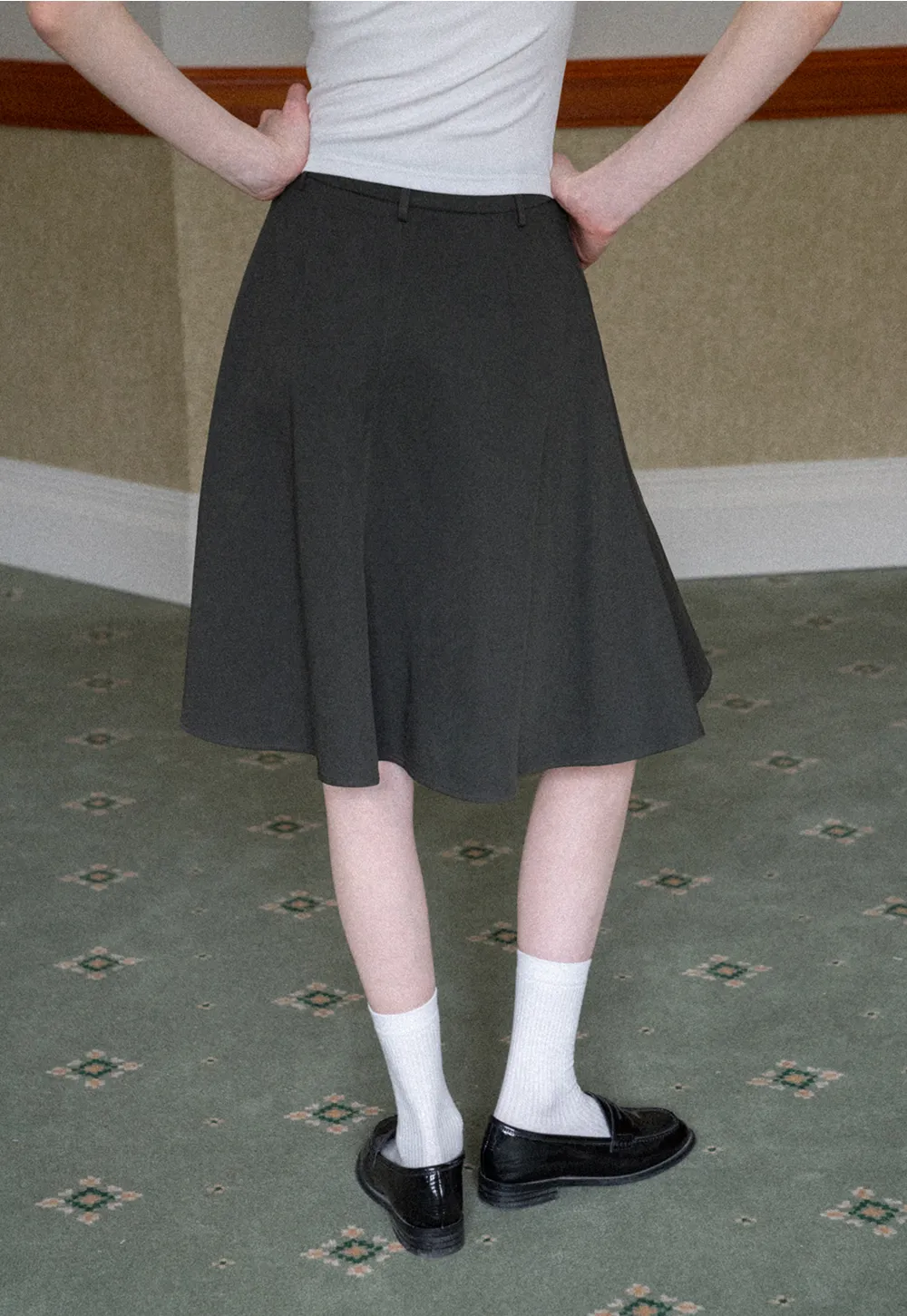 Pleated A-line Skirt with Waistband