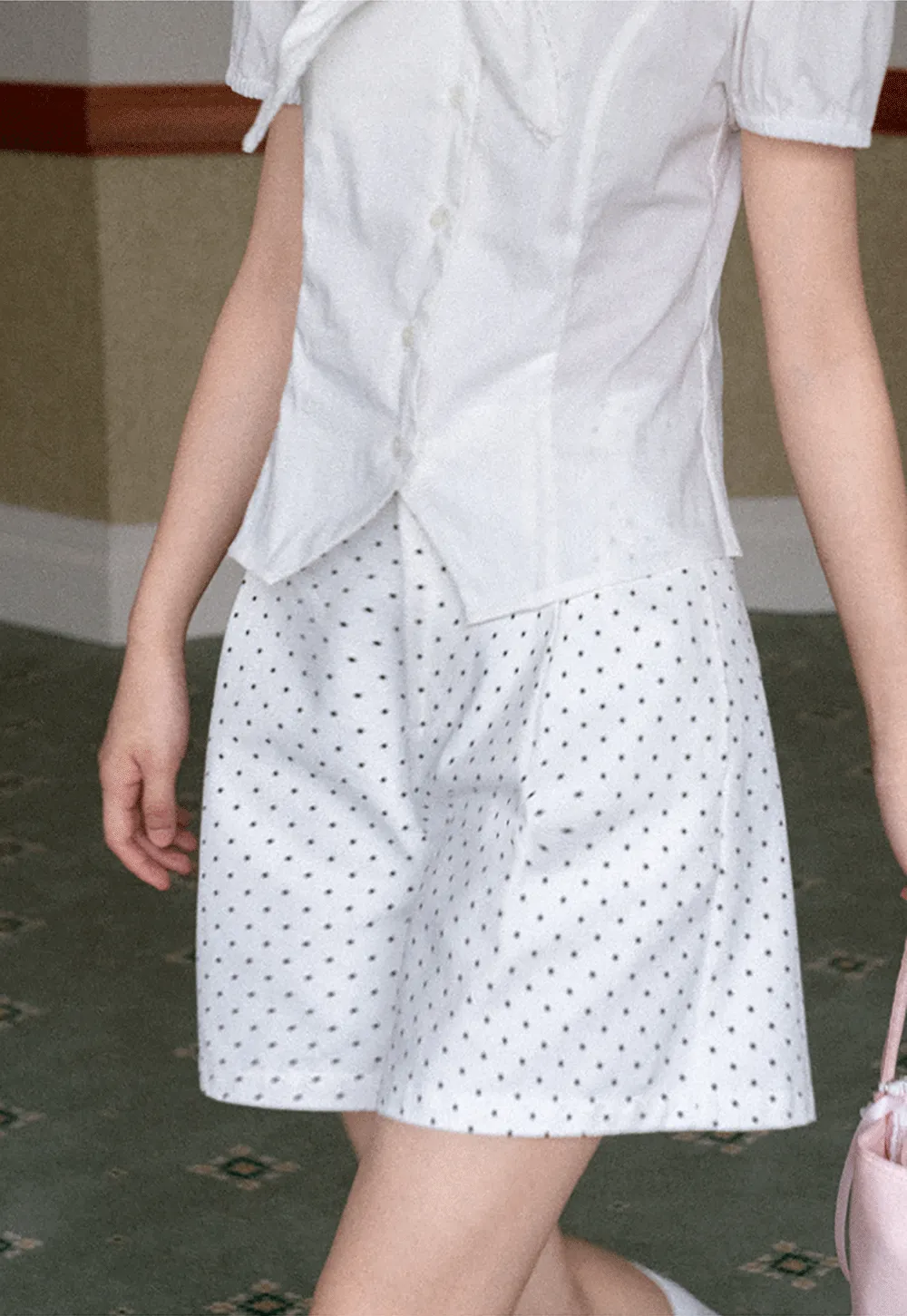 Polka Dot Shorts with Pleated Design