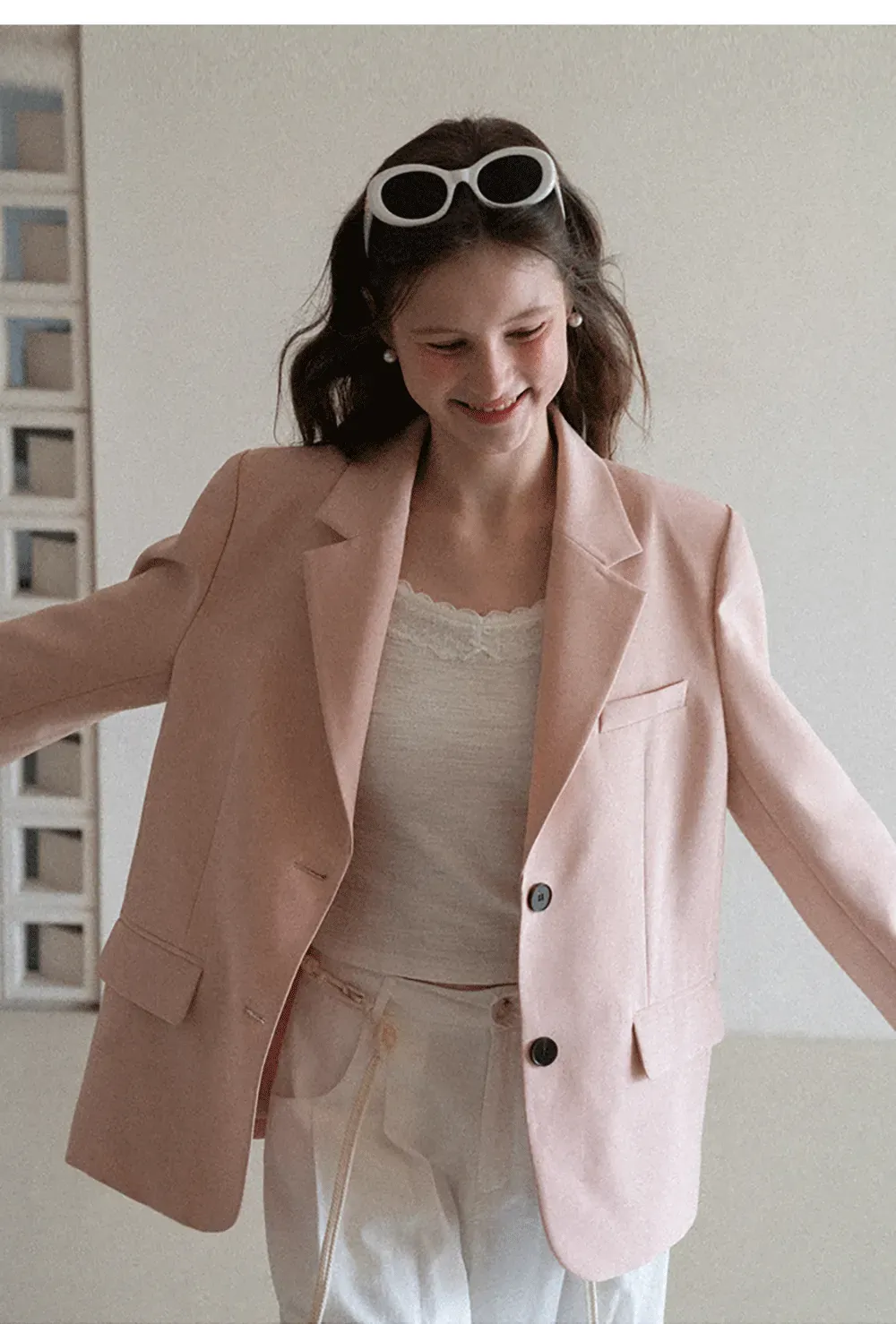 Short Jacket with Notched Collar and Sleeve Buttons