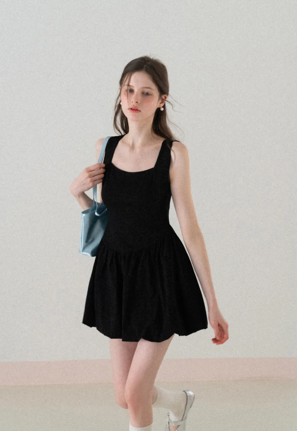 Sleeveless Square Neck Flared Mini Dress