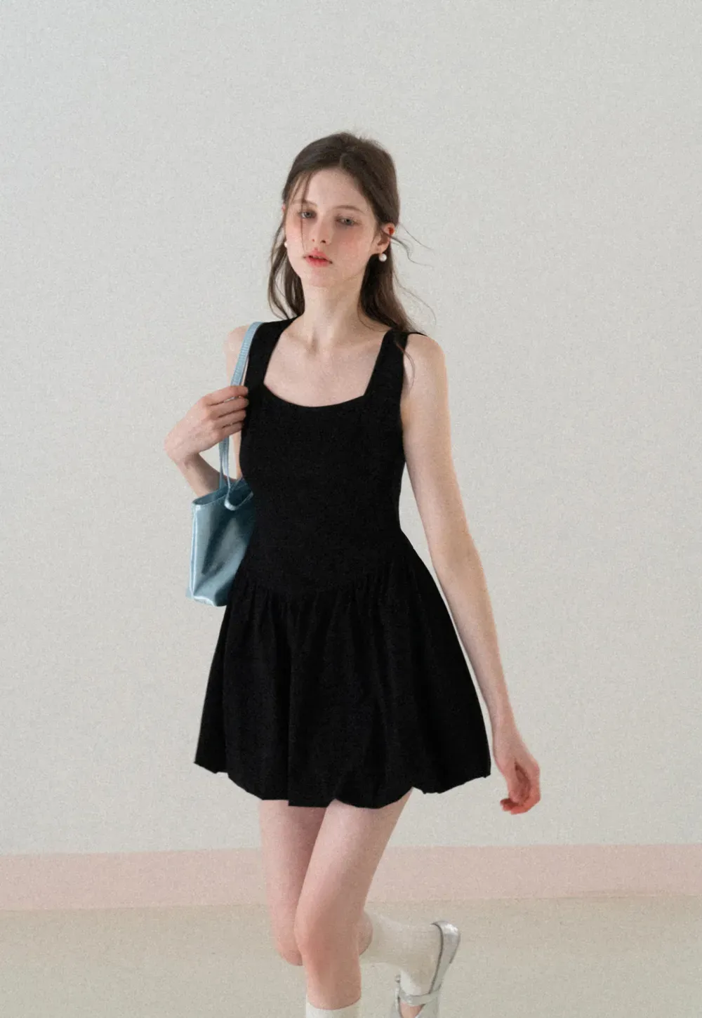 Sleeveless Square Neck Flared Mini Dress