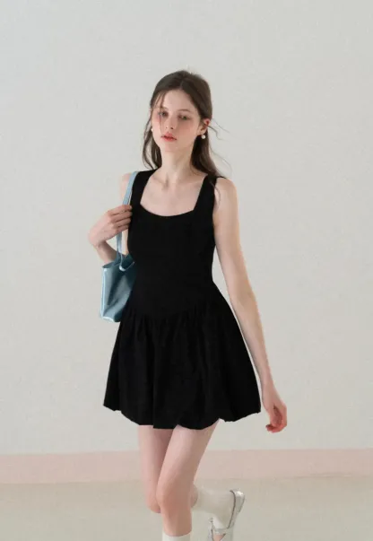 Sleeveless Square Neck Flared Mini Dress