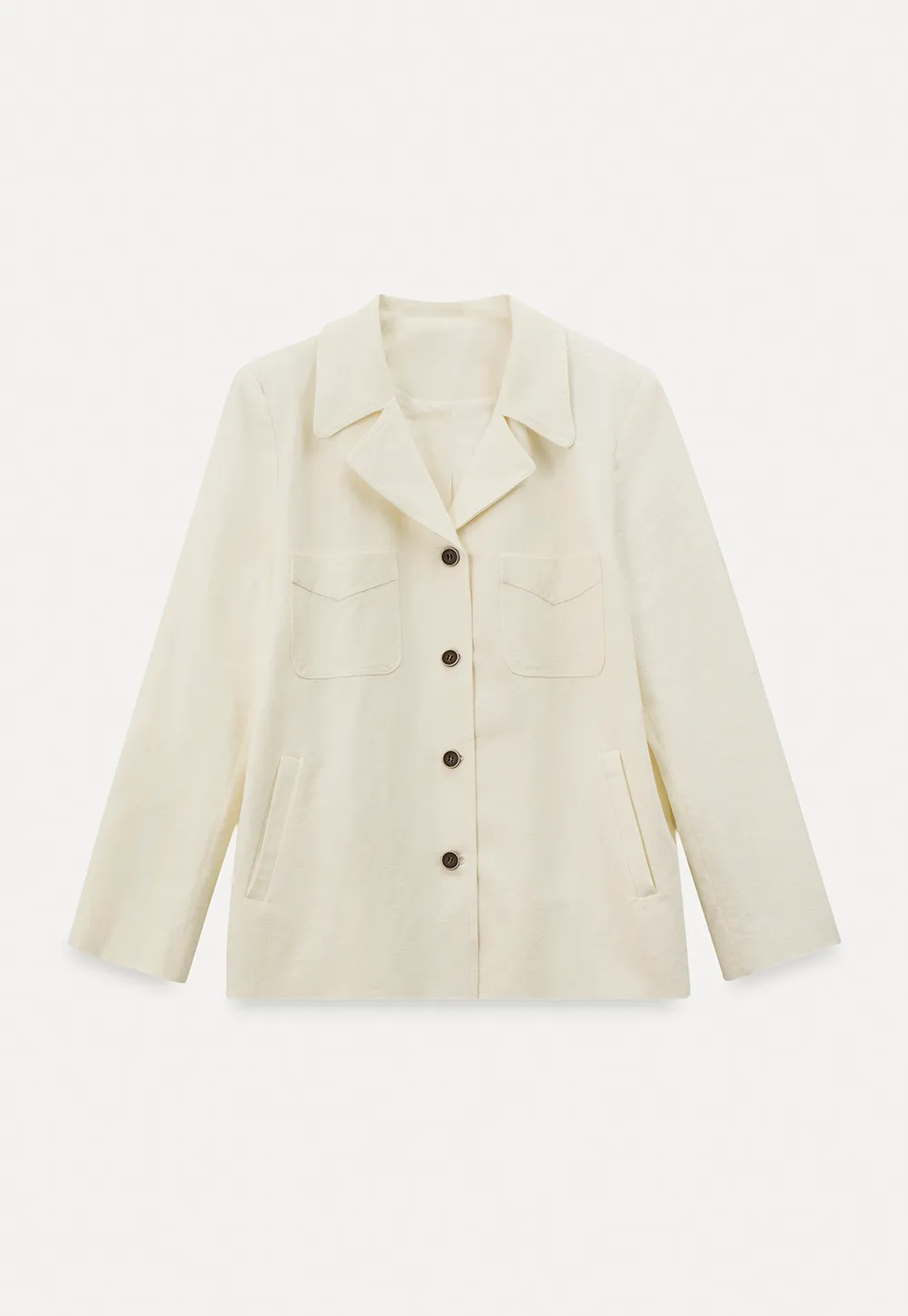 Short jacket with notched lapel and front buttons