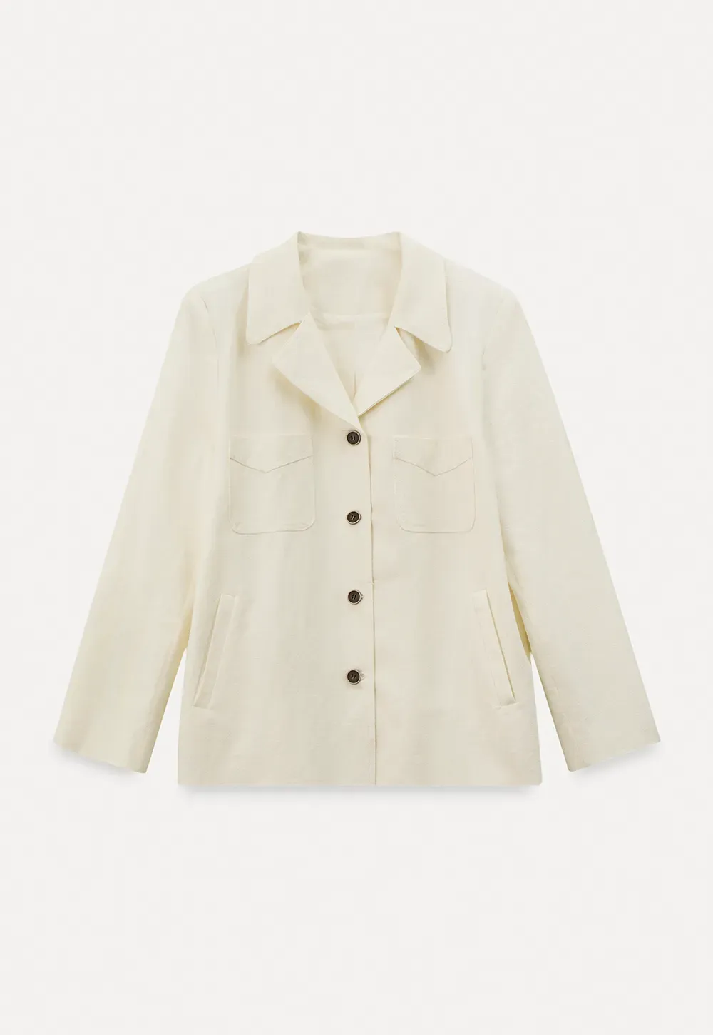 Short jacket with notched lapel and front buttons