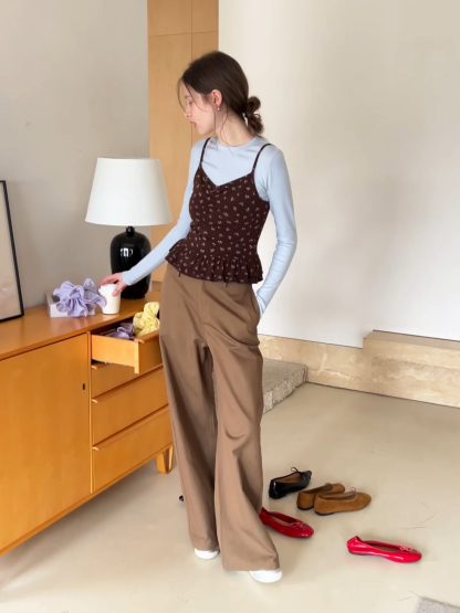 floral peplum tank top with ruffle hem