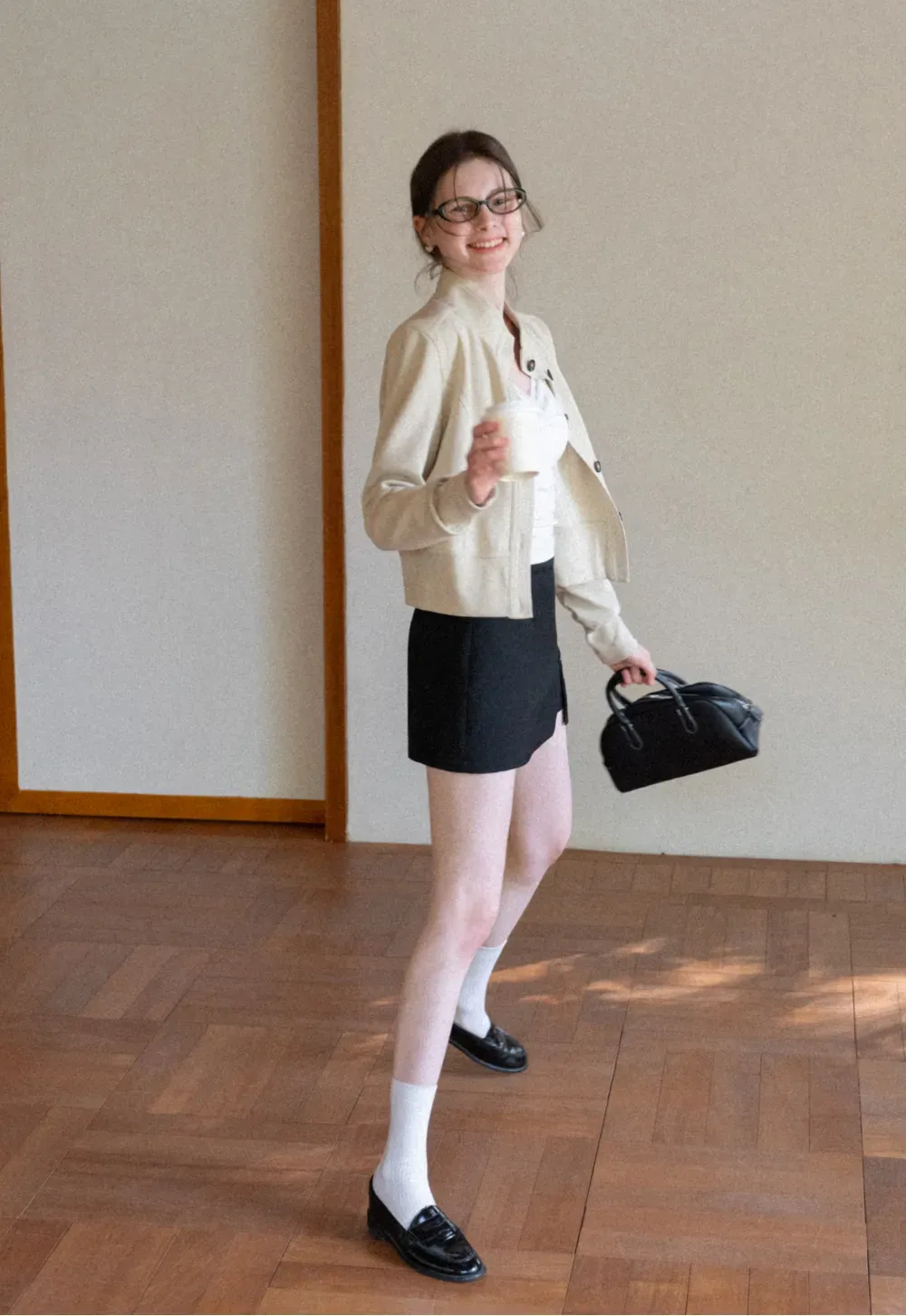 Plaid Skirt with Front Slit