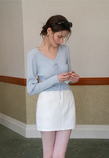 A-line mini skirt with front zipper and belt loops