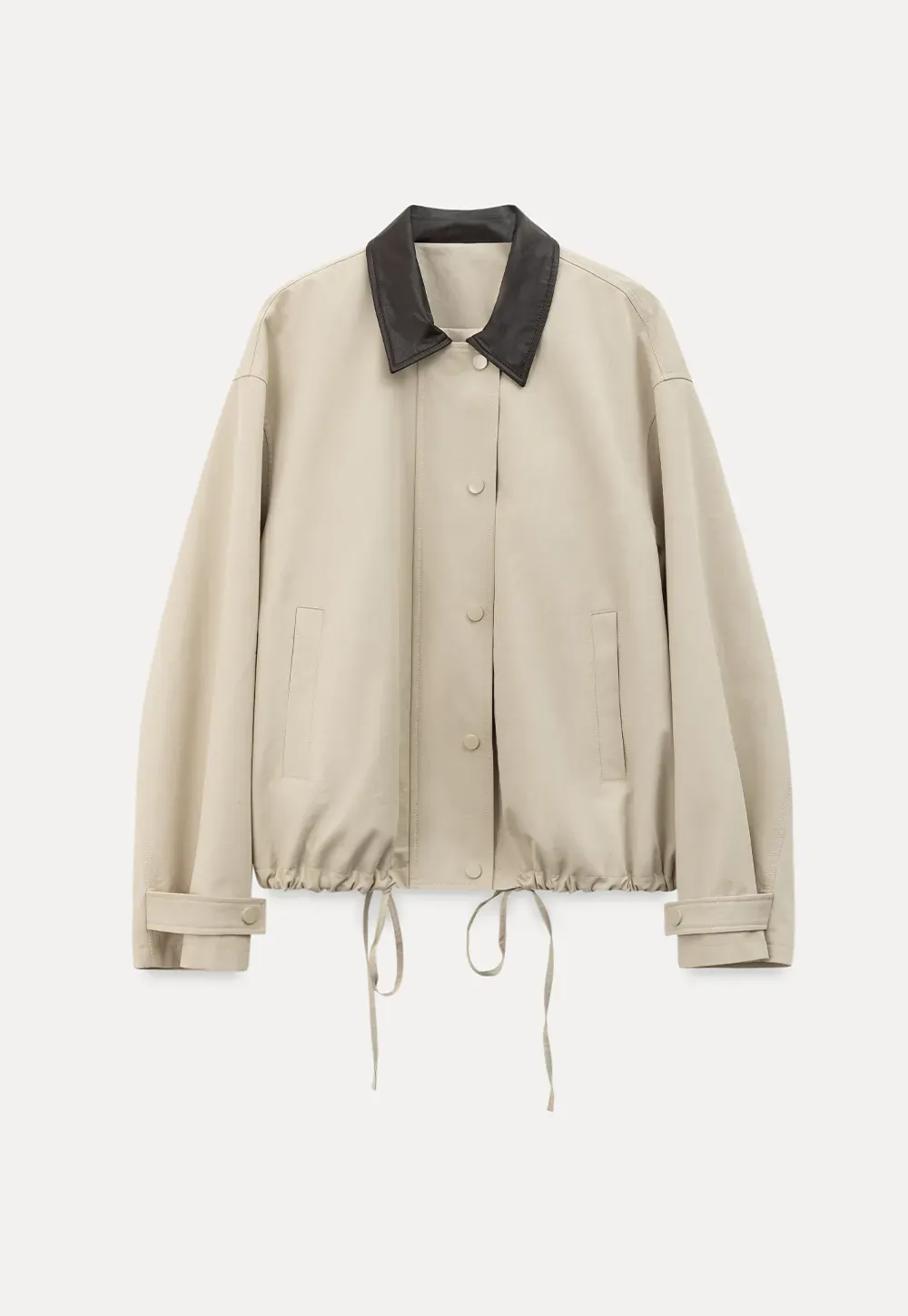 Short jacket with contrast collar and front buttons