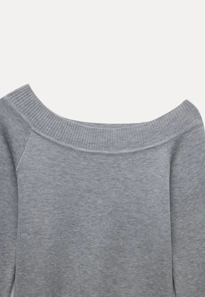 Women's Off-Shoulder Ribbed Knit Top